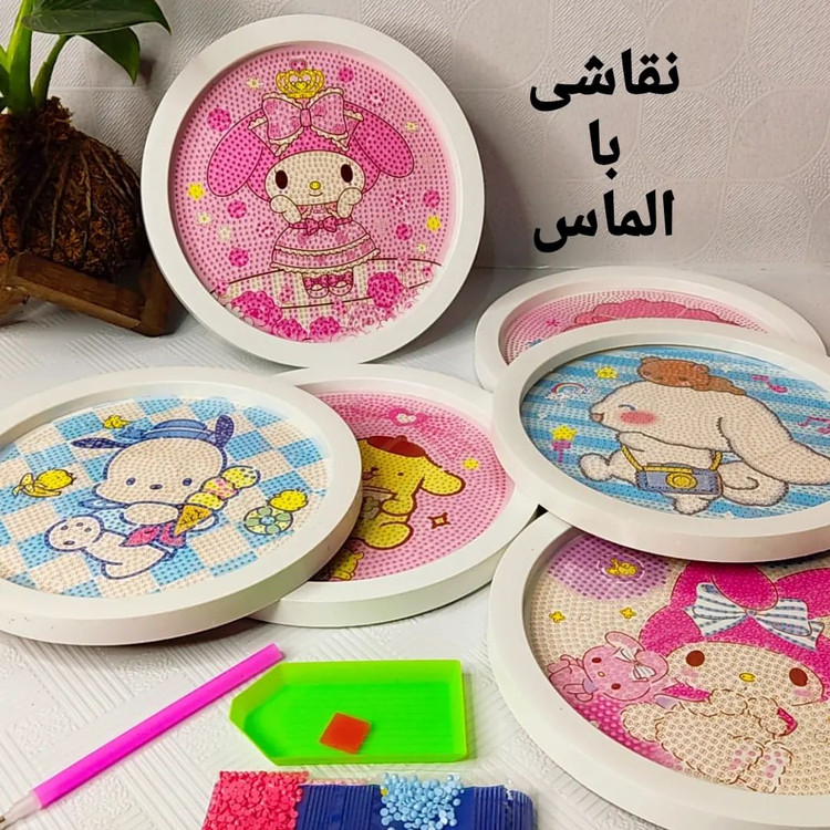 نقاشی با الماس قاب رومیزی دایره