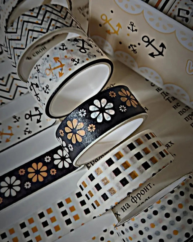 چسب واشی مشکی طلایی