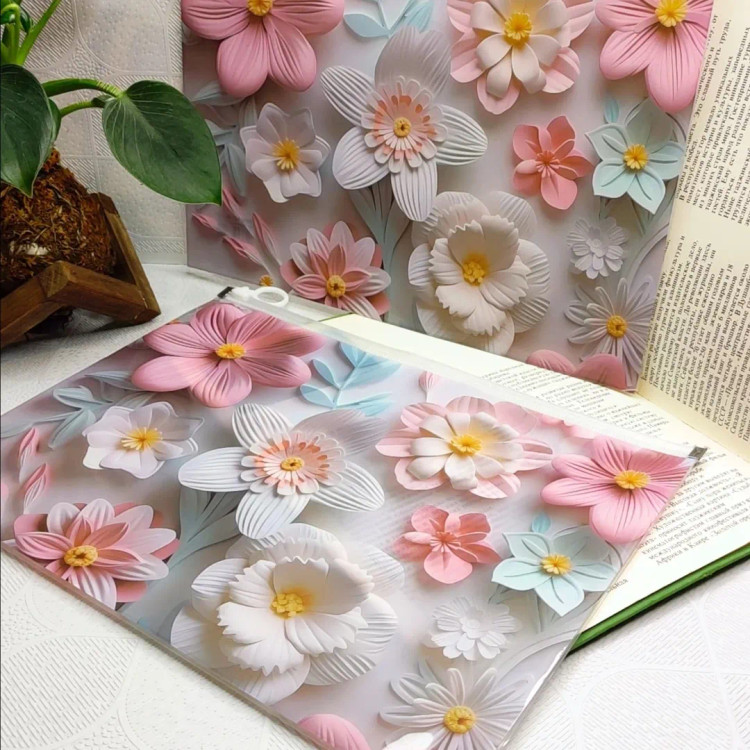 پوشه آ۴ سه بعدی طرح گل