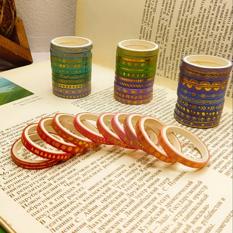 چسب واشی طلاکوب طیف رنگی ده تایی