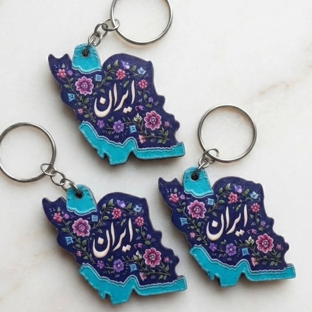 سرکلیدی چوبی طرح فرشبافت ایران